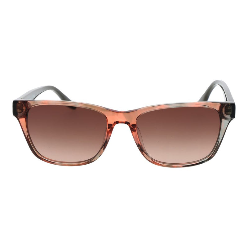 Translucent rose gold acetate sunglasses with gradient tinted lenses and a classic wayfarer frame