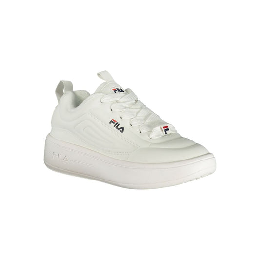 White Fila Bianco women's sneaker in polyurethane with a chunky platform style and lace-up closure.