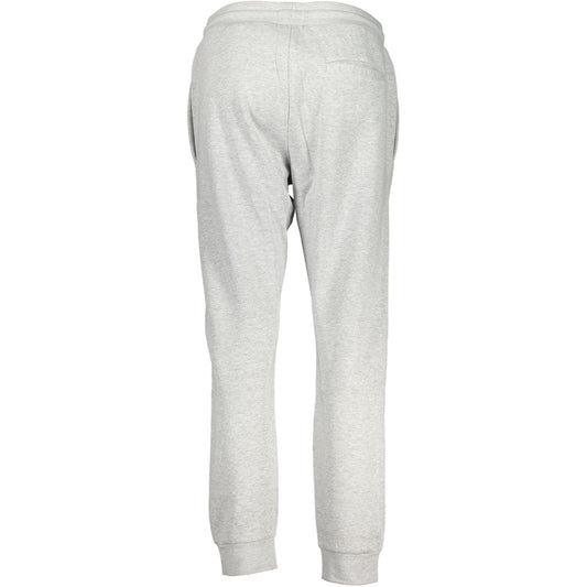 Grey polyester women's jogger trousers with elastic cuffs