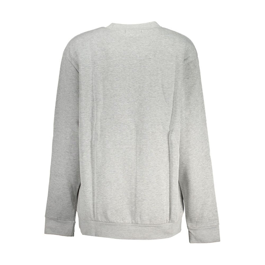 Grey polyester women sweatshirt with a leopard print graphic and logo on the chest
