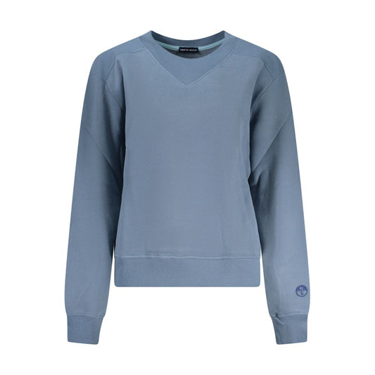 Dusty blue cotton crewneck sweater with ribbed cuffs and hem