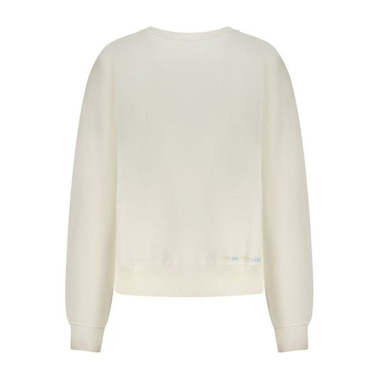 White cotton women crewneck sweatshirt back view