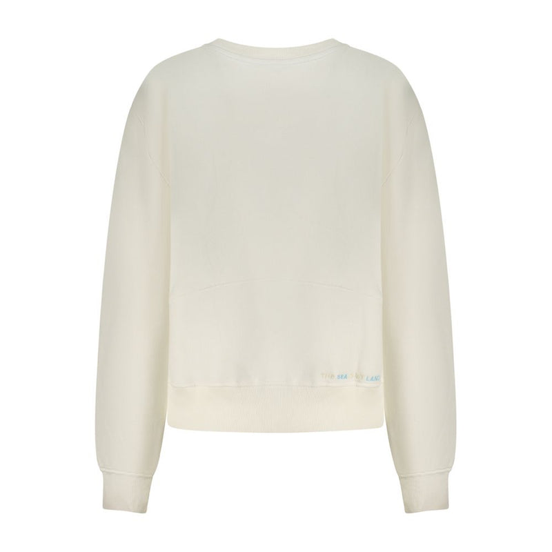 White cotton women crewneck sweatshirt back view