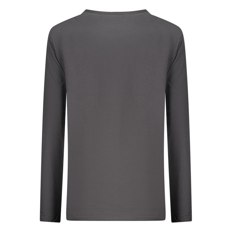 Black cotton women's long-sleeve t-shirt, back view