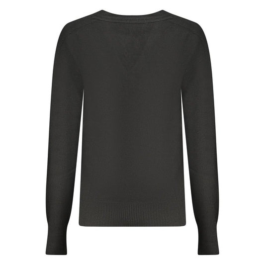 Black polyamide women's long-sleeve crewneck sweater