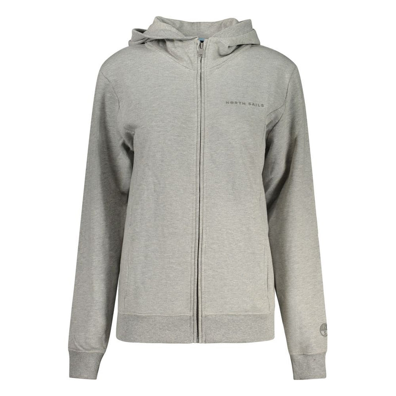 Grey cotton women zip hoodie with hood and North Sails logo