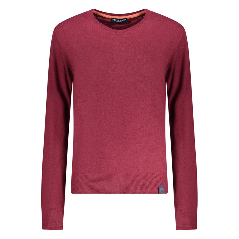 Red polyamide knit women's long sleeve crewneck sweater