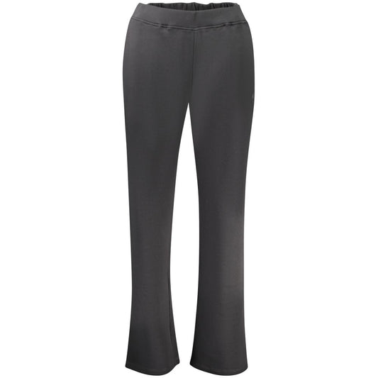 Black cotton women's sweatpants with an elastic waistband and relaxed straight-leg fit