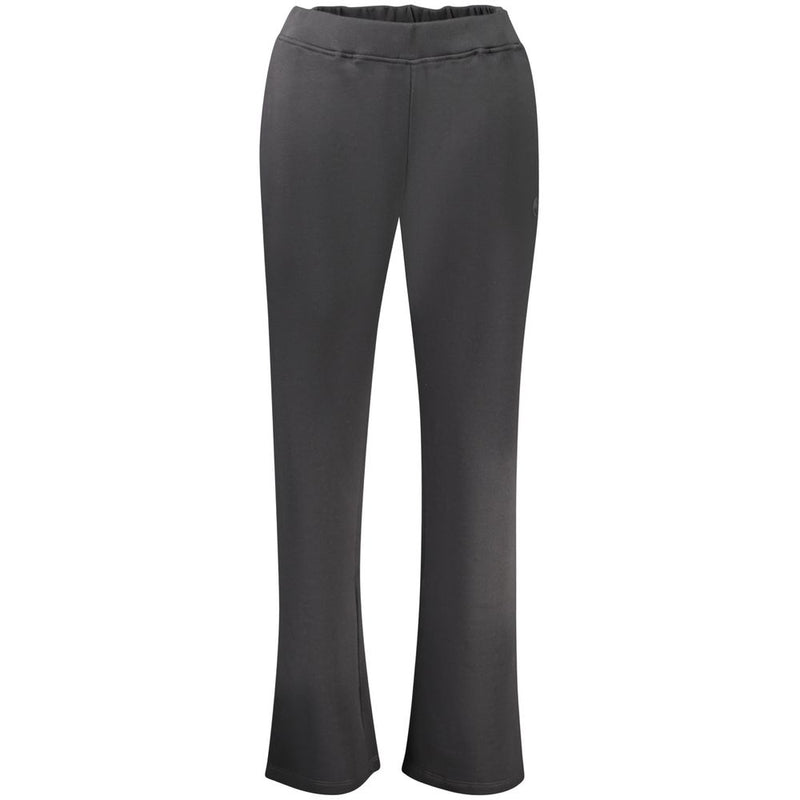 Black cotton women's sweatpants with an elastic waistband and relaxed straight-leg fit