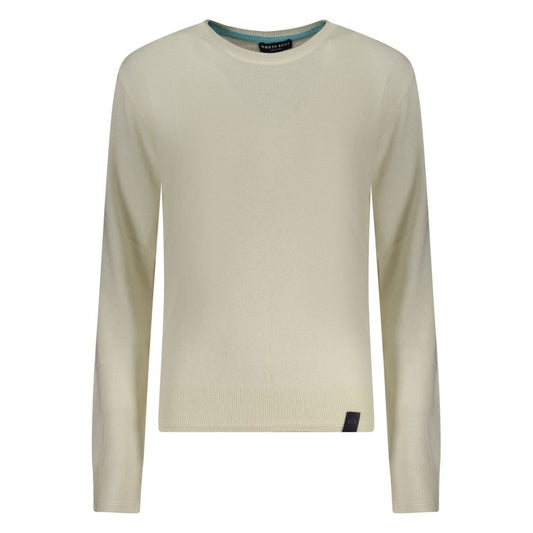 White knit crew neck women sweater in poliammide with long sleeves