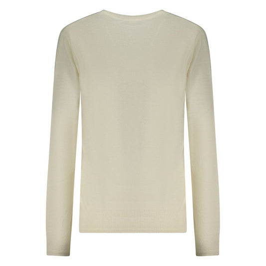 Off-white polyamide women's crewneck long-sleeve knit sweater