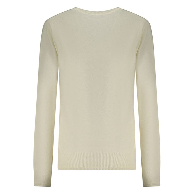 Off-white polyamide women's crewneck long-sleeve knit sweater