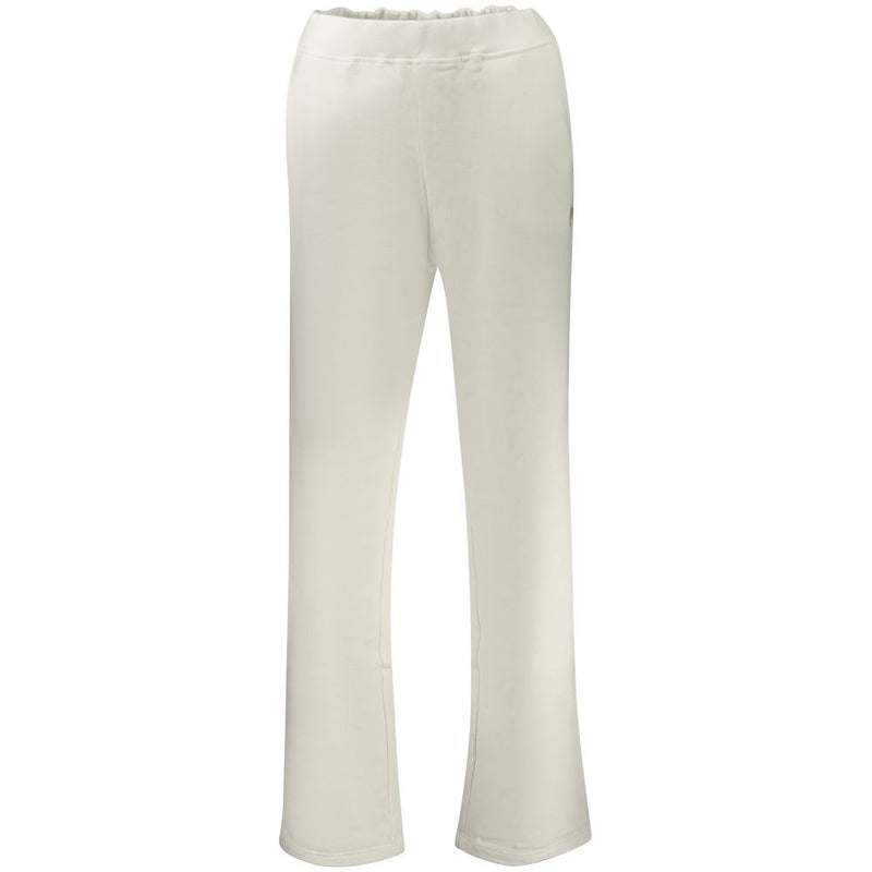 White cotton casual women sweatpants with an elastic waistband