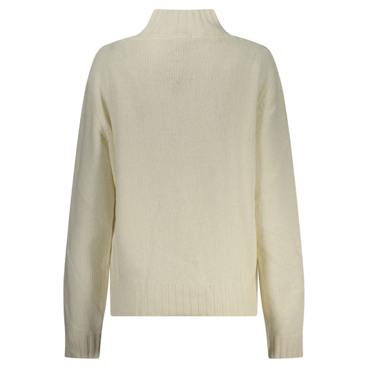 White polyamide women's knit sweater with mock neck