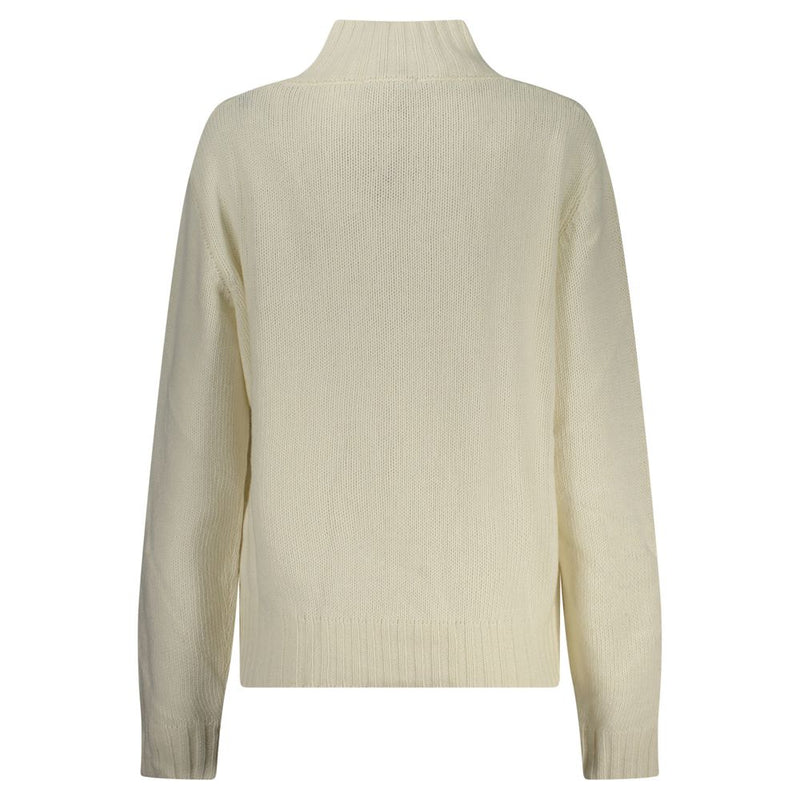 White polyamide women's knit sweater with mock neck