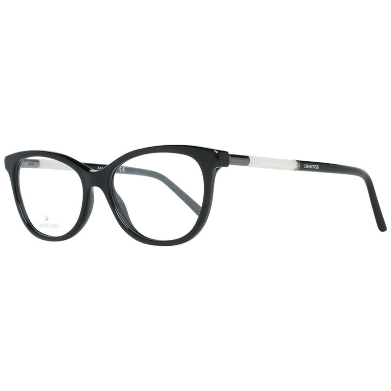 Black plastic and metal eyeglasses frames with crystal-embellished temples