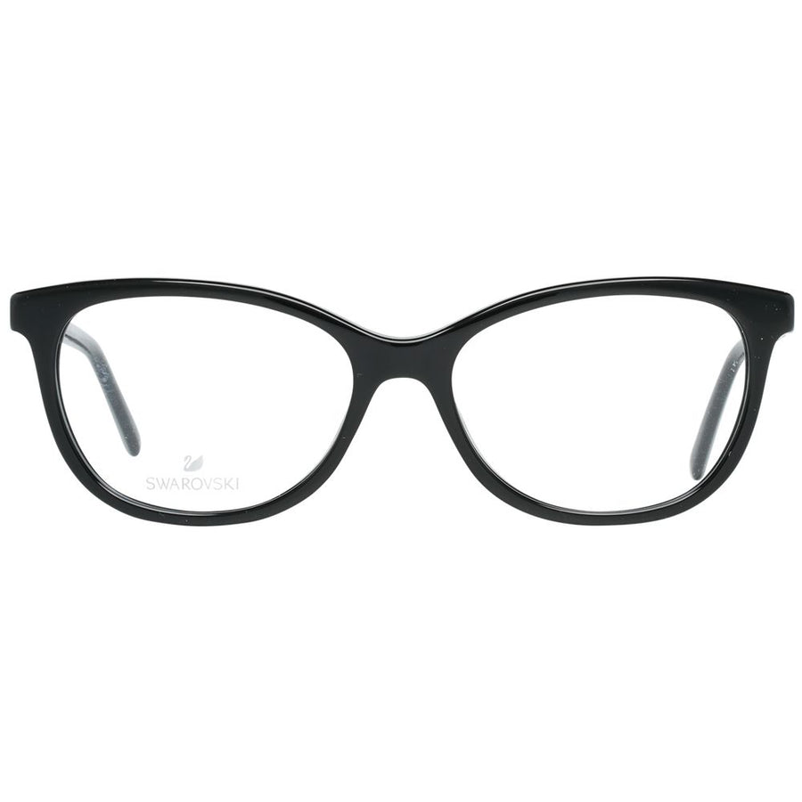 Black plastic and metal eyeglasses frames with crystal-embellished temples