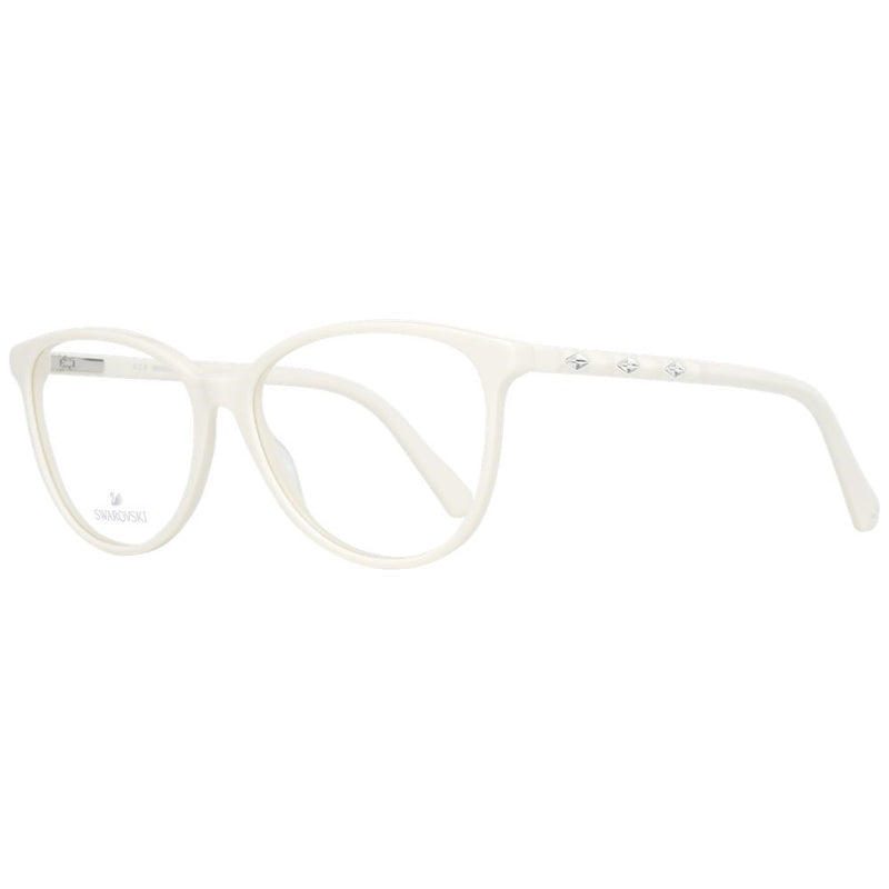 Swarovski beige plastic cat eye glasses frames with crystal details on the temples