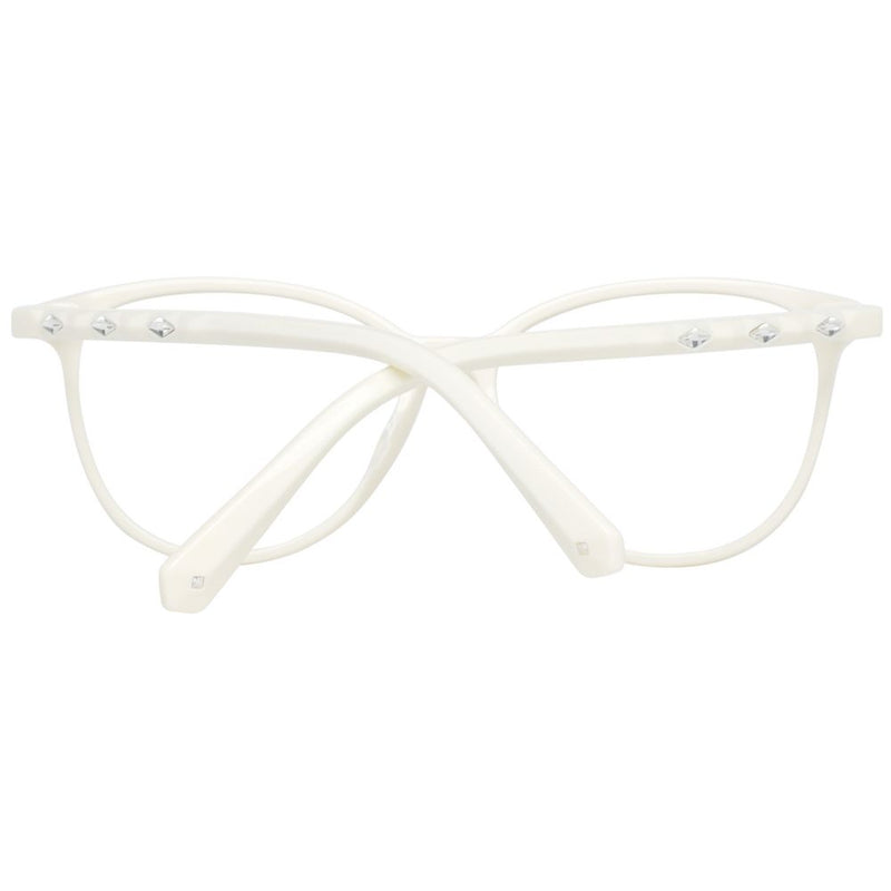 Swarovski beige plastic eyeglass frames with crystal accents on temples