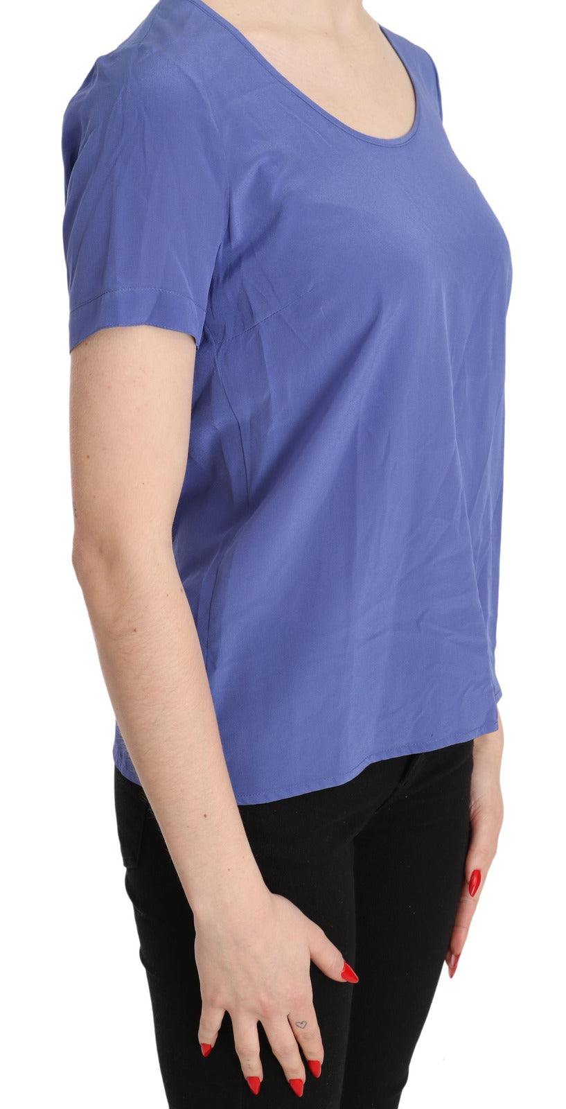 Patrizia Pepe Silk Purple Short Sleeve Casual Top Blouse