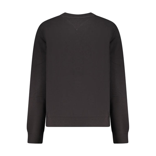 Black cotton women's crewneck sweatshirt viewed from the back