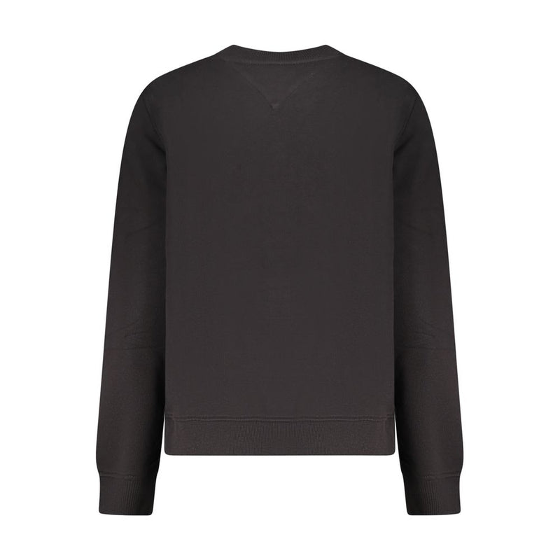 Black cotton women's crewneck sweatshirt viewed from the back