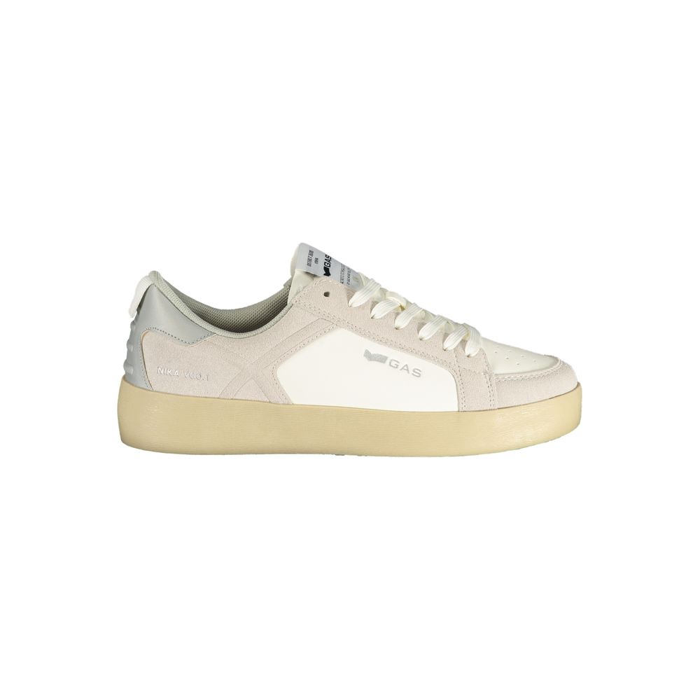 White sneaker with a light sole on a white background