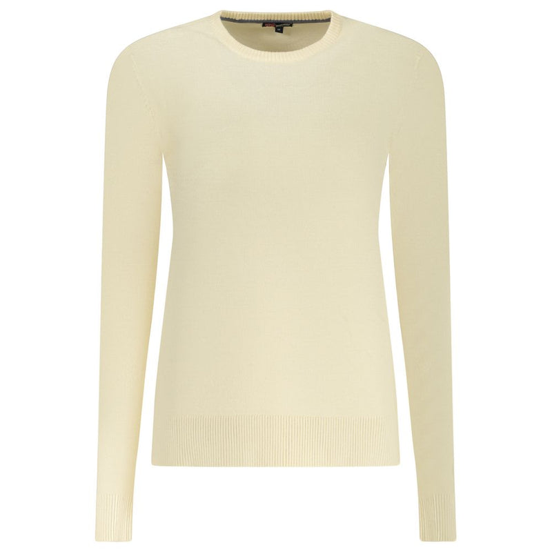 Off-white viscose long-sleeve crewneck sweater for women