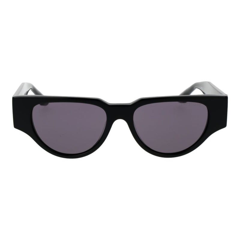 Black acetate sunglasses with thick frames and tinted lenses