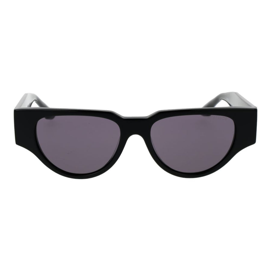 Trussardi black acetate sunglasses with chunky frames and textured temples