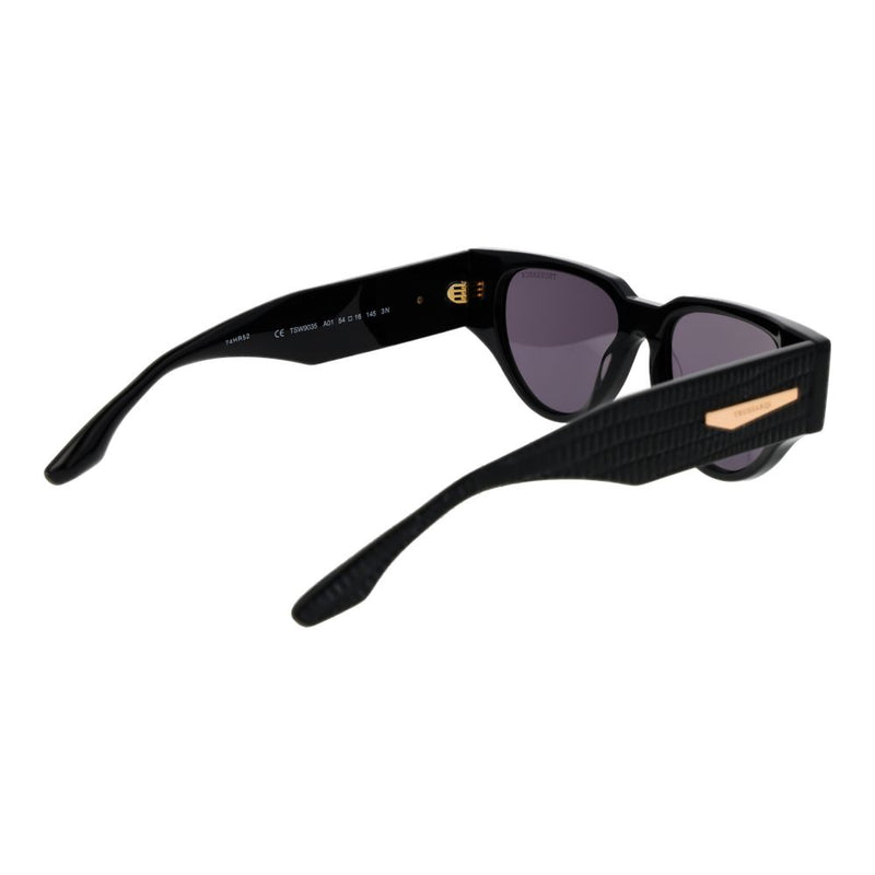 Trussardi black acetate cat-eye sunglasses with tinted lenses and textured temples