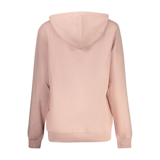 Pink cotton women's hoodie sweatshirt from behind