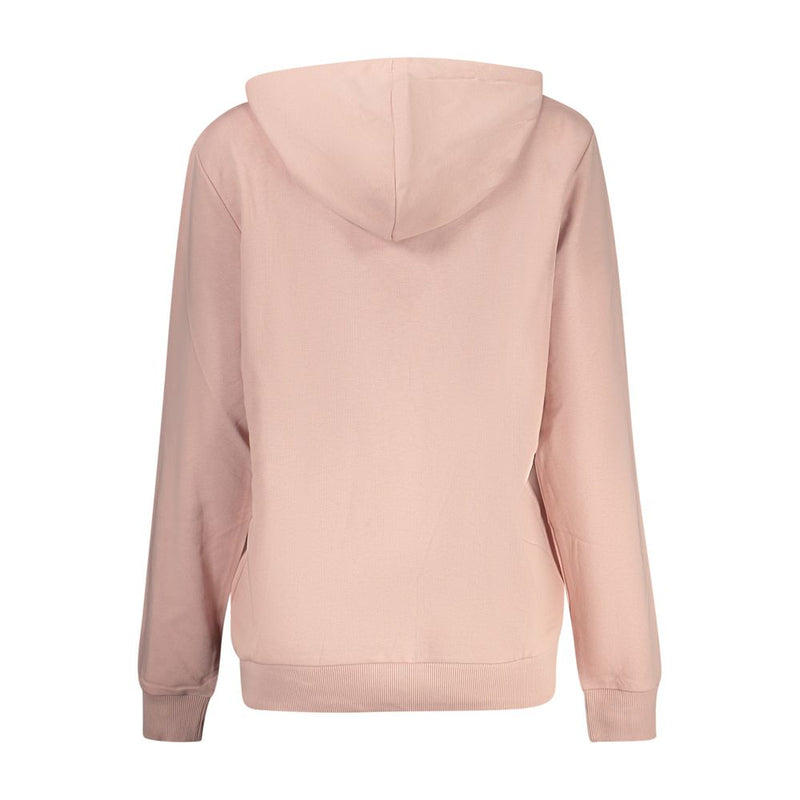 Pink cotton women's hoodie sweatshirt from behind