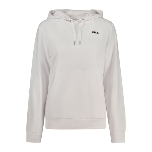 White cotton women pullover hoodie with drawstring and small Fila logo