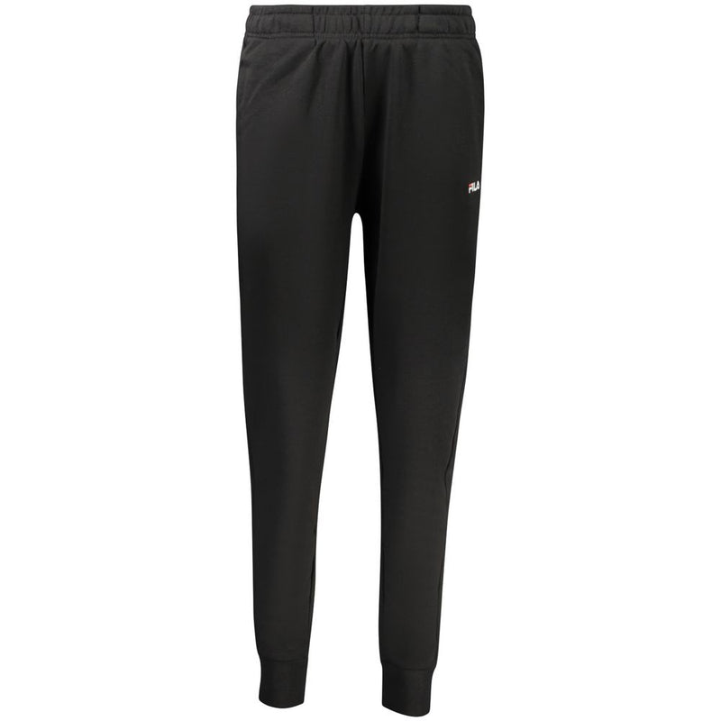 Black organic cotton women's track pant with elastic waistband and cuffs