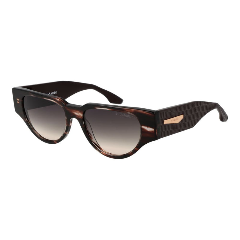 Trussardi brown acetate sunglasses with gradient lenses and textured temples