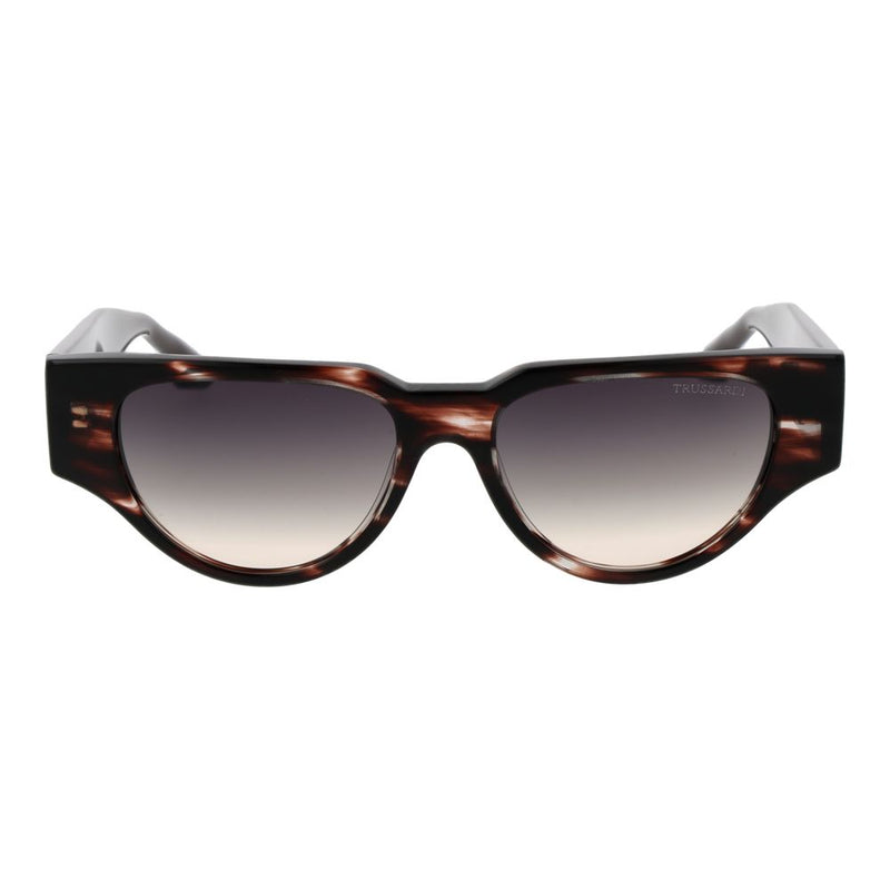 Brown tortoiseshell acetate sunglasses with thick frames and gradient lenses