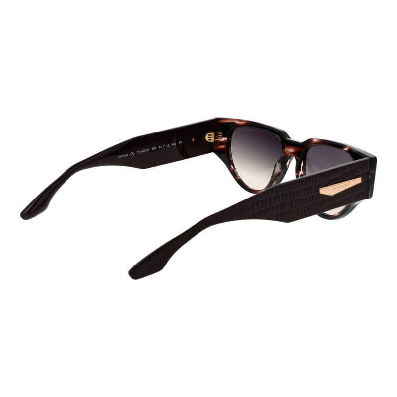 Trussardi brown tortoise acetate sunglasses with wide temples and gradient lenses