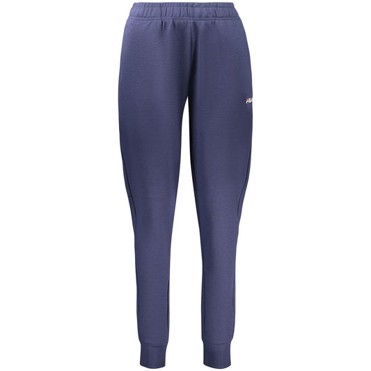 Blue organic cotton women's sweatpants with cuffed ankles and elastic waistband