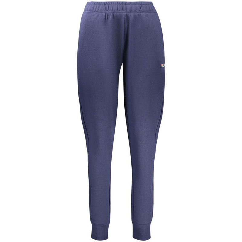Blue organic cotton women's sweatpants with cuffed ankles and elastic waistband