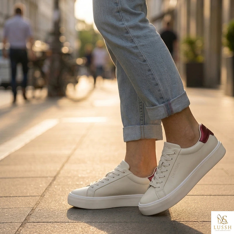 Beige Leather Women Sneaker