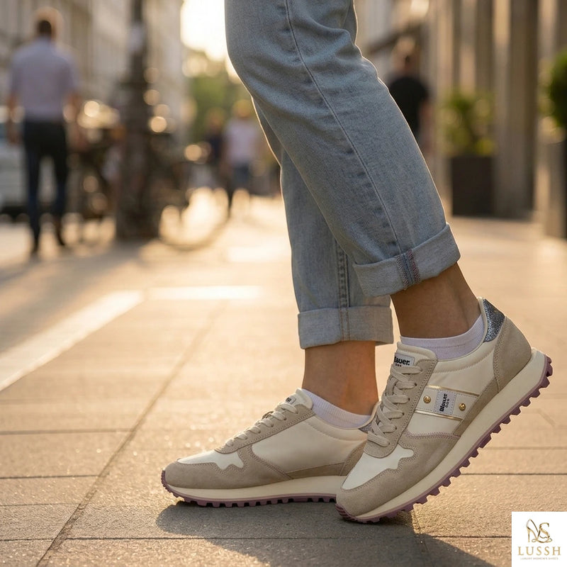 Blauer Beige Polyester Women Sneaker