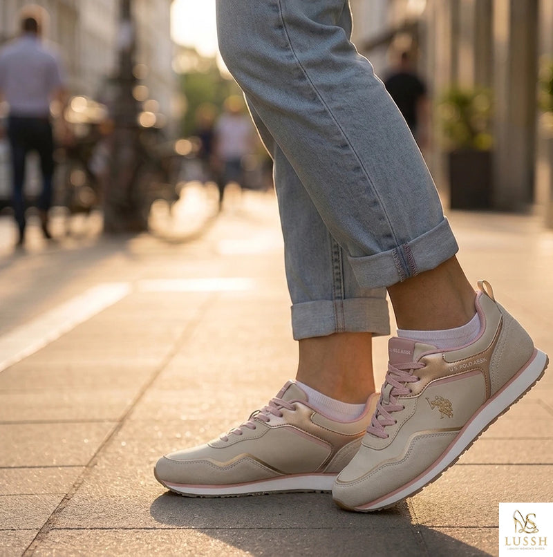 U.S. POLO ASSN. Beige Polyurethane Women Sneaker