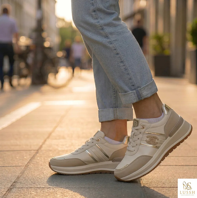 Laura Biagiotti Beige Polyurethane Women Sneaker