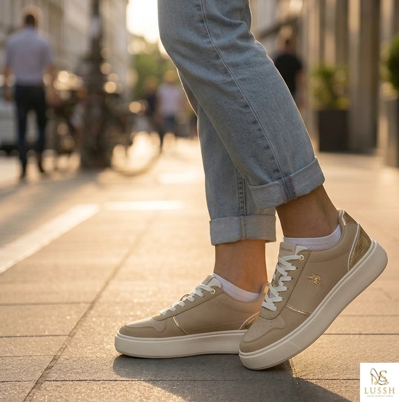 U.S. POLO ASSN. Beige Polyurethane Women's Sneaker