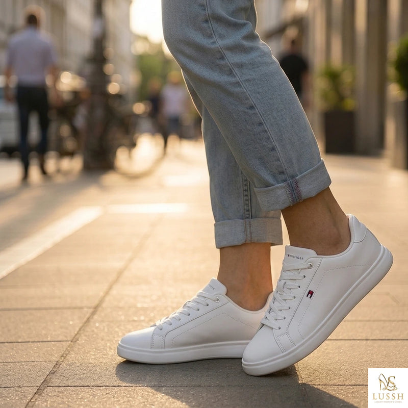 Tommy Hilfiger Bianco Polyurethane Women Sneaker