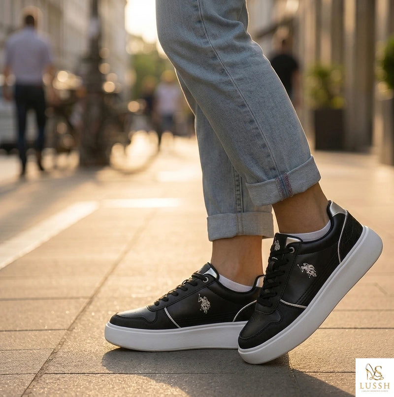 U.S. POLO ASSN. Black Polyurethane Women's Sneaker