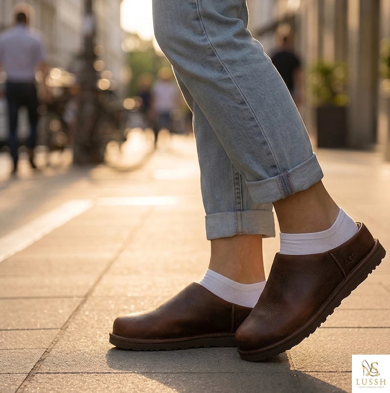 UGG Brown Calf Leather Bos Taurus Clogs