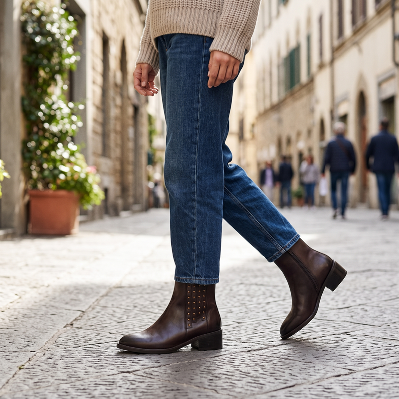 Cafenoir Marrone Leather Women Ankle Boot