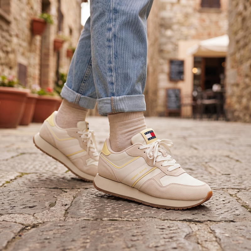Tommy Hilfiger Beige Polyurethane Women Sneaker